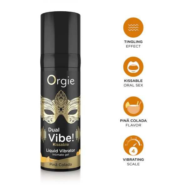 Orgie Dual Vibe Kissable Liquid Vibrator Pina Colada 15 ml - womentoys.nl