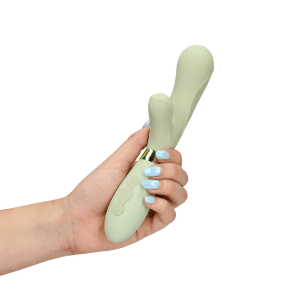 Loveline Silicone Rabbit Vibrator Misty Green - womentoys.nl