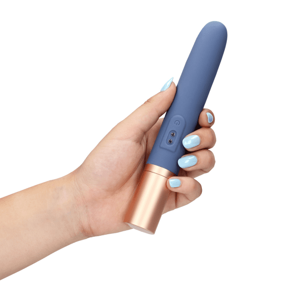 Loveline Travel Vibrator With Lube Compartment And Pump Blue Horizon - womentoys.nl