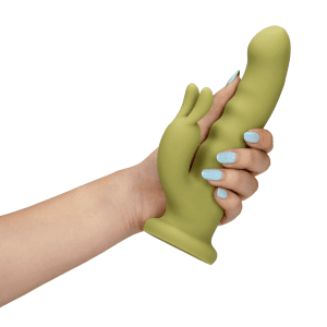 Loveline Ultra Soft Silicone Rotating Rabbit Vibrator Spring Sage - womentoys.nl