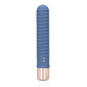 Loveline Ribbed Mini Vibrator Blue Horizon 14 cm - womentoys.nl